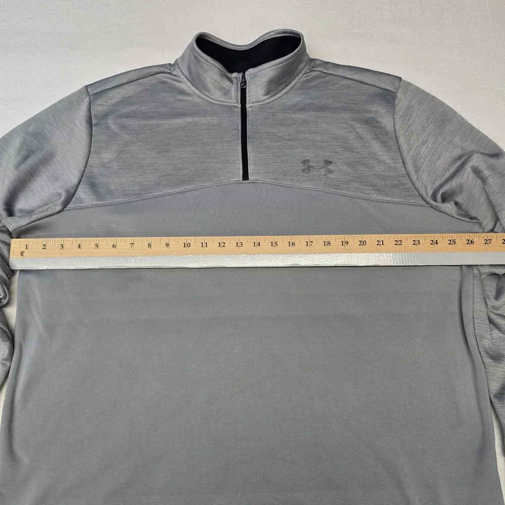 Under Armour ColdGear Mens 2XL Gray Quarter Zip Fleece Pullover Loose Fit Jacket